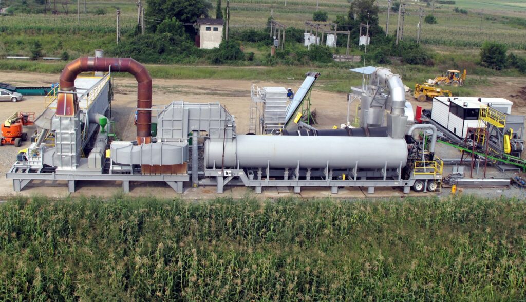 Tarmac 7' x 27' Direct Fired Thermal Plant, this one is set up in Romania.