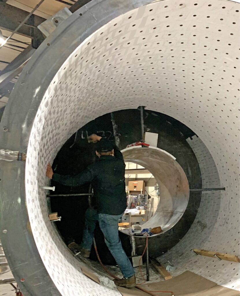 Cyclone Type Dust Collector being lined with ceramic tile